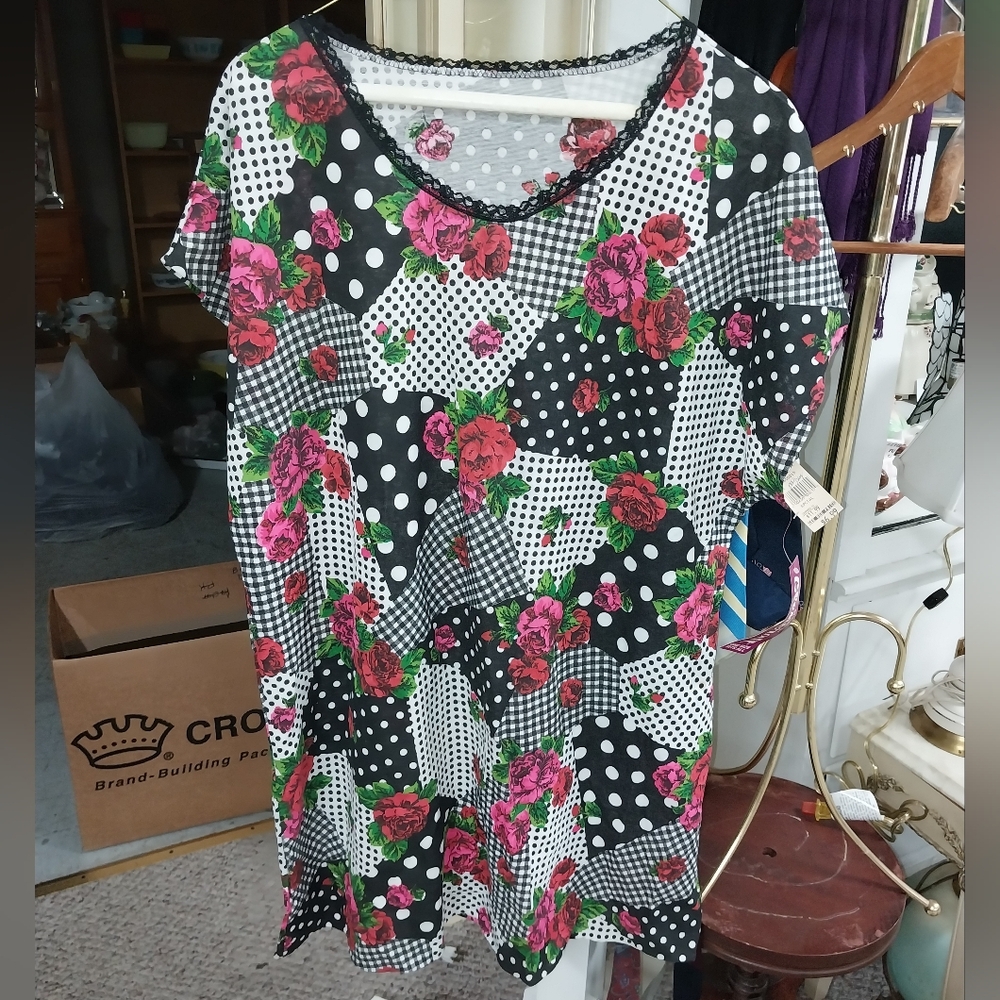 Vtg Glencraft Floral Patchwork Style T-Shirt